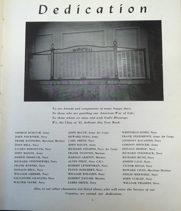 1945 HHS Yearbook Dedication